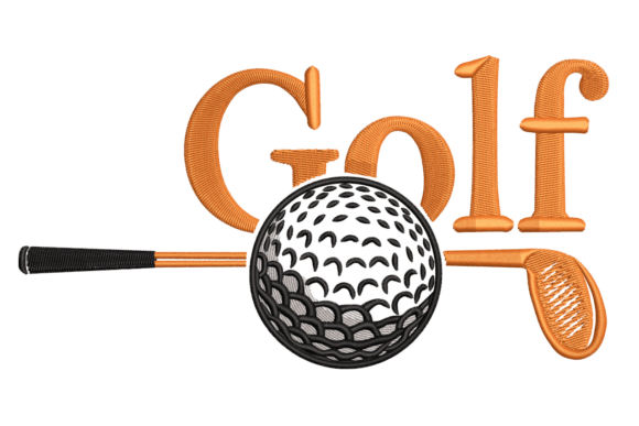 Golf Club Ball Embroidery Design
