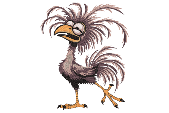 Goofy Fluffy Bird: A Playful Embroidery Design Worth Personalizing