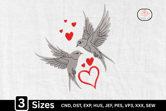 Love Flying Couple Bird Line Art Heart