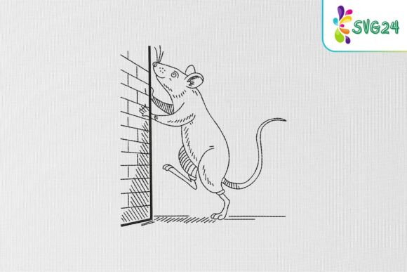 Mouse Climbing Wall Line Art