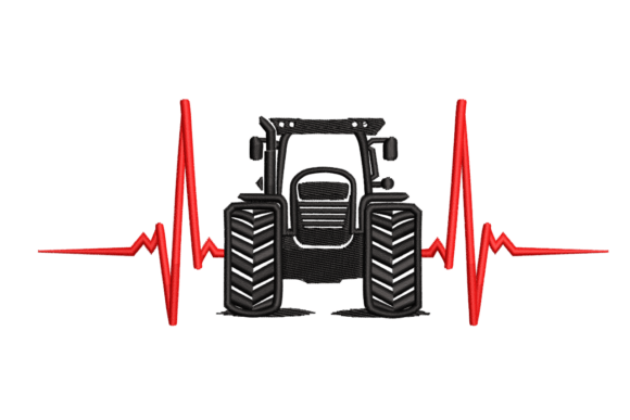Tractor Heartbeat Embroidery Design